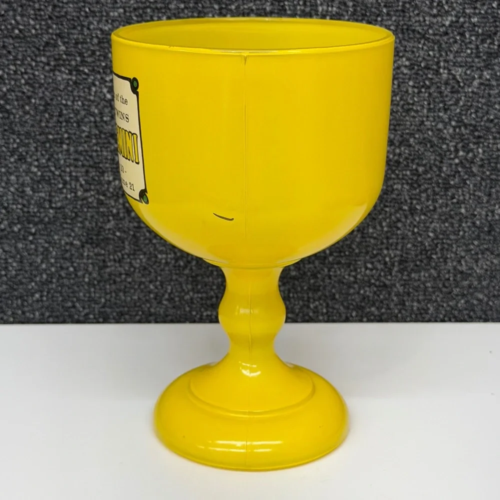 Vtg Gemini Zodiac Sign of the Twins Glass Goblet Yellow Chalice Astrology Retro